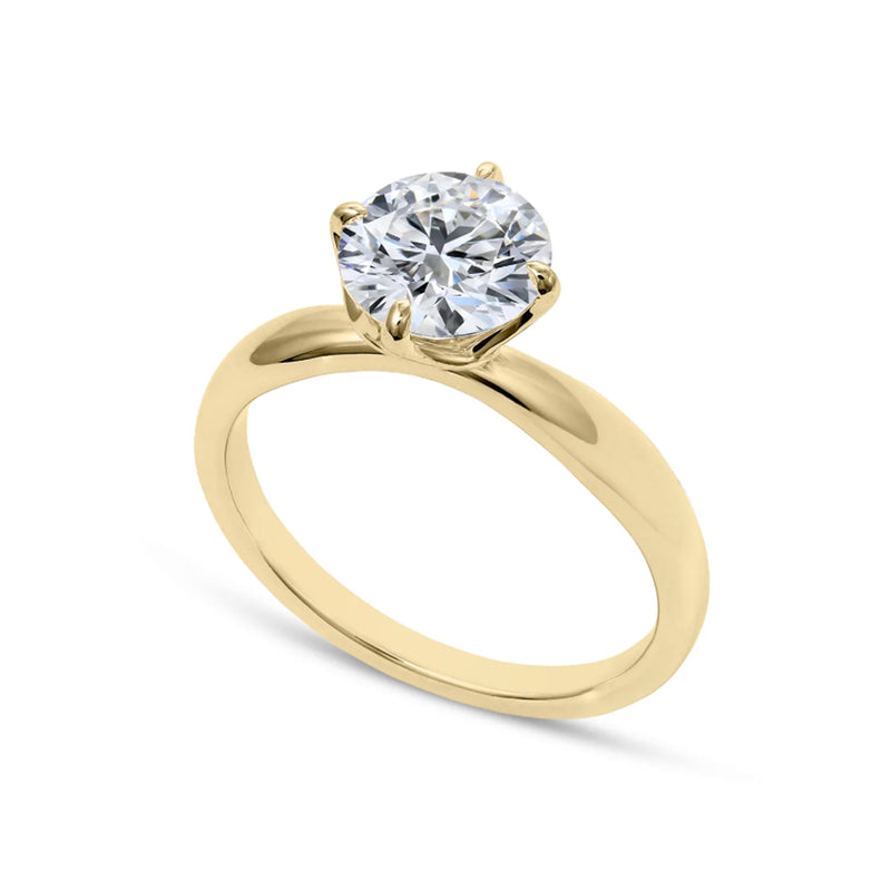 18K Yellow Gold Tulip Basket Solitaire Lab-Grown Round Diamond Engagement Ring