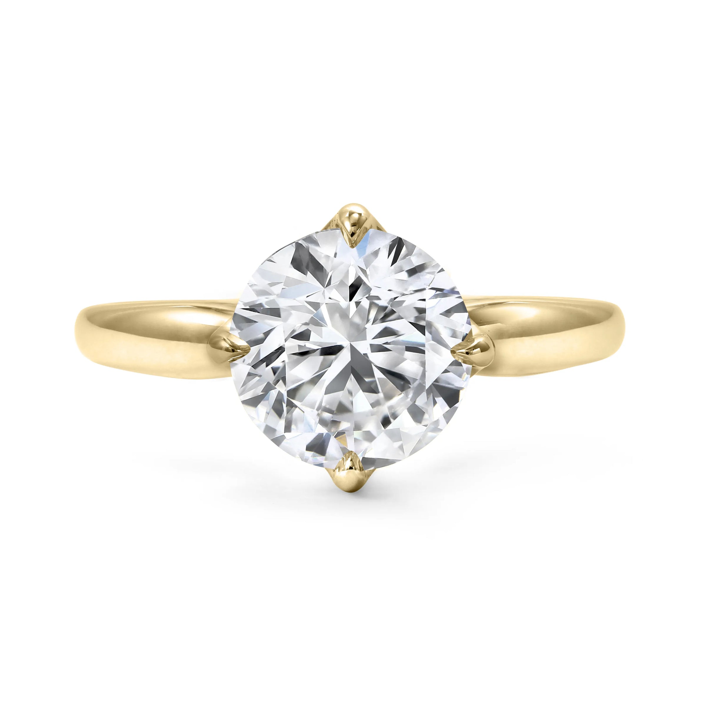 18K Yellow Gold Tulip Basket Solitaire Lab-Grown Round Diamond Engagement Ring - NAGI