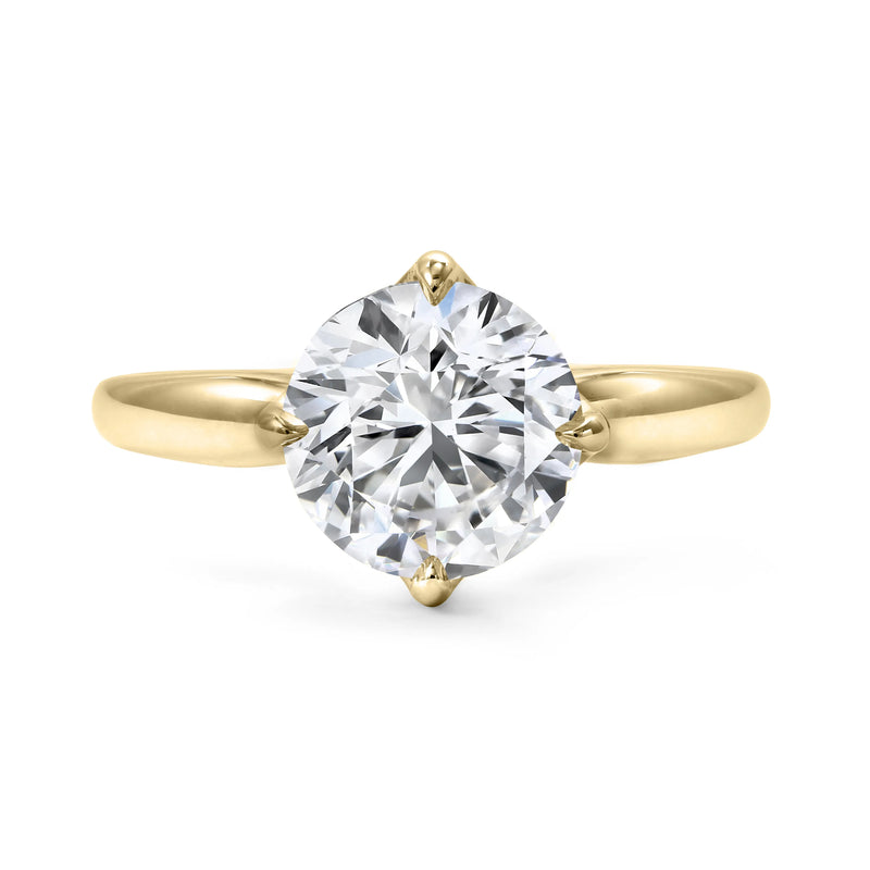 18K Yellow Gold Tulip Basket Solitaire Lab-Grown Round Diamond Engagement Ring - NAGI