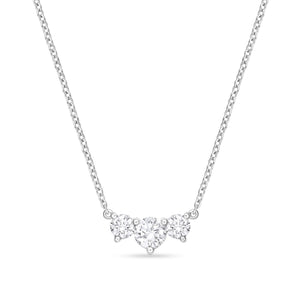 Memoire 18K White Gold 3-Stone Trinity Diamond Necklace