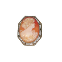 Pre-Owned 14K White Gold Cameo Pin