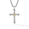 David Yurman Gents Cable Cross Pendant in Sterling Silver with 18K Yellow Gold, 35mm