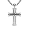 David Yurman Gents Chevron Cross Pendant in Sterling Silver with Diamonds, 41.5MM