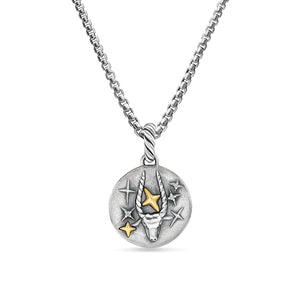 David Yurman Capricorn Amulet in Sterling Silver with 18K Yellow Gold and Diamonds, 19mm