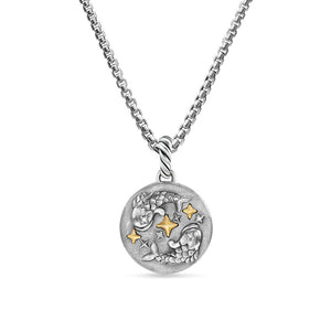 David Yurman Pisces Amulet in Sterling Silver with 18K Yellow Gold and Diamonds, 19mm