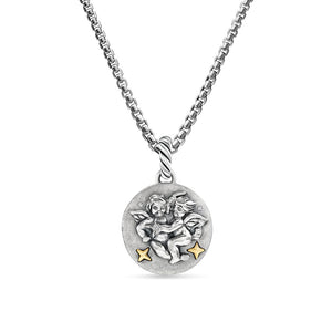 David Yurman Gemini Amulet in Sterling Silver with 18K Yellow Gold and Diamonds, 19mm