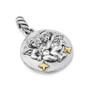 David Yurman Gemini Amulet in Sterling Silver with 18K Yellow Gold and Diamonds, 19mm