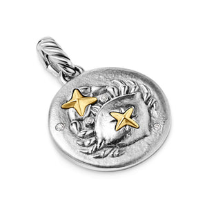 David Yurman Cancer Amulet in Sterling Silver with 18K Yellow Gold and Diamonds, 19mm