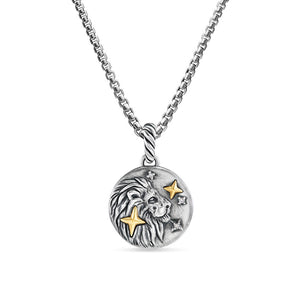 David Yurman Leo Amulet in Sterling Silver with 18K Yellow Gold and Diamonds, 19mm