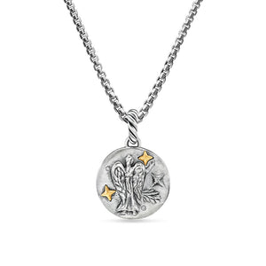 David Yurman Virgo Amulet in Sterling Silver with 18K Yellow Gold and Diamonds, 19mm