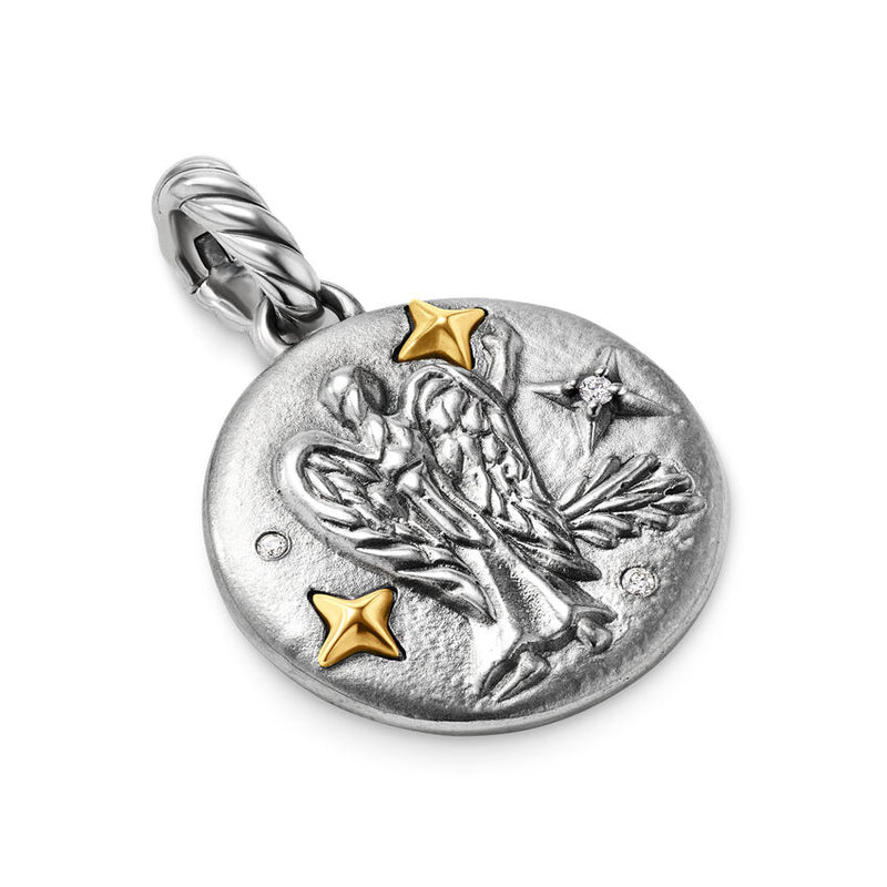 David Yurman Virgo Amulet in Sterling Silver with 18K Yellow Gold and Diamonds, 19mm