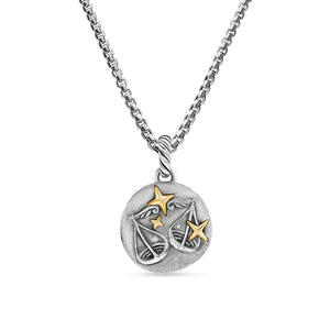 David Yurman Libra Amulet in Sterling Silver with 18K Yellow Gold and Diamonds, 19mm