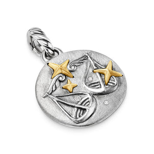 David Yurman Libra Amulet in Sterling Silver with 18K Yellow Gold and Diamonds, 19mm