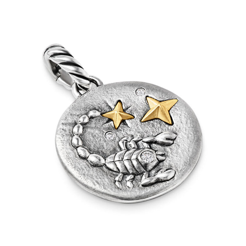 David Yurman Scorpio Amulet in Sterling Silver with 18K Yellow Gold and Diamonds, 19mm