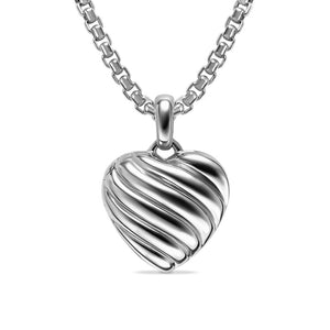 DY Sculpted Cable Heart Locket in Sterling Silver, 23mm