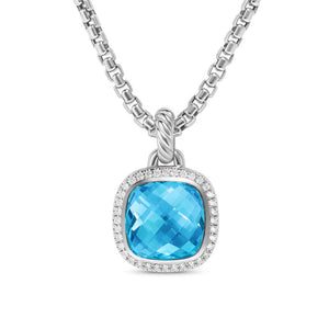 David Yurman Albion® Pendant in Sterling Silver with Blue Topaz and Diamonds, 11mm