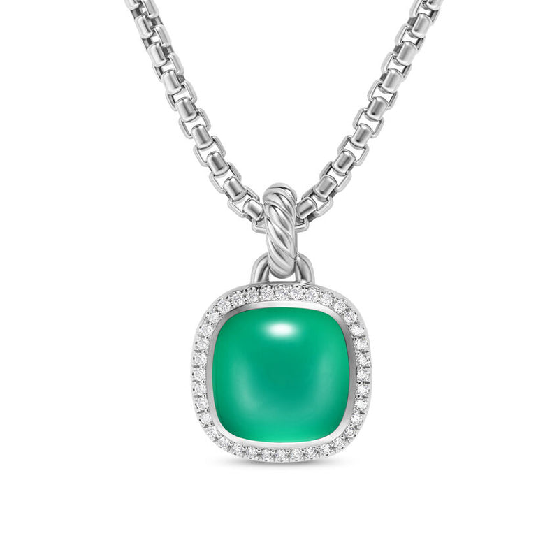 David Yurman Albion® Pendant in Sterling Silver with Lagoon Orchid and Diamonds, 11mm