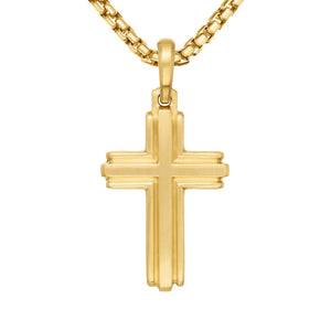 David Yurman Deco Cross Pendant in 18K Yellow Gold, 34mm