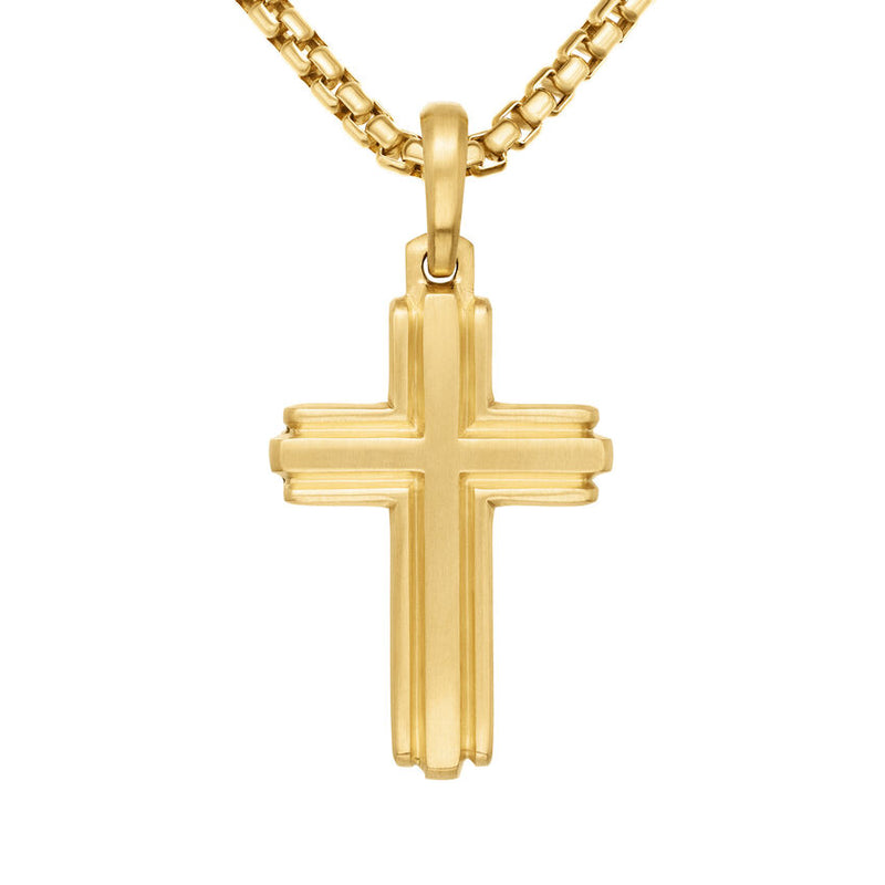 David Yurman Deco Cross Pendant in 18K Yellow Gold, 34mm