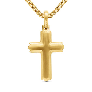 David Yurman Deco Cross Pendant in 18K Yellow Gold, 34mm