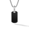 DY Chevron Gents Tag in Sterling Silver with Black Onyx, 21mm