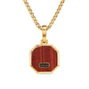 David Yurman Gents Faceted Stone Amulet in 18K Yellow Gold with Red Tiger's Eye, 16mm