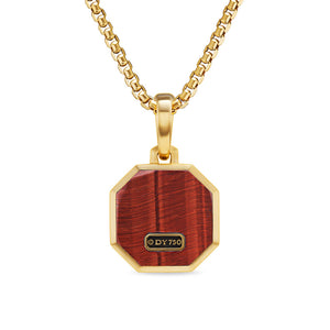 David Yurman Gents Faceted Stone Amulet in 18K Yellow Gold with Red Tiger's Eye, 16mm