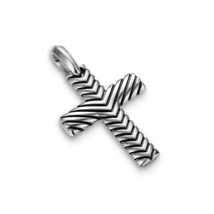 David Yurman Gents Chevron Cross Pendant in Sterling Silver, 36mm