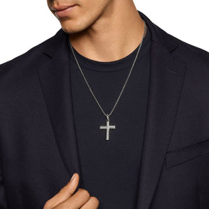 David Yurman Gents Chevron Cross Pendant in Sterling Silver, 36mm