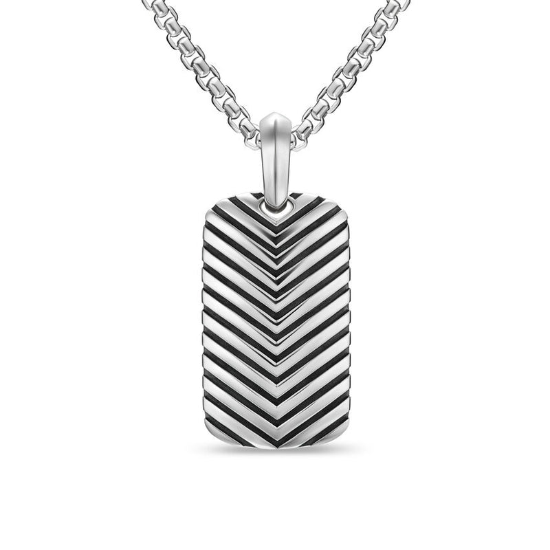 David Yurman Gents Chevron Tag in Sterling Silver, 27mm