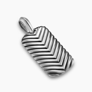 David Yurman Gents Chevron Tag in Sterling Silver, 27mm