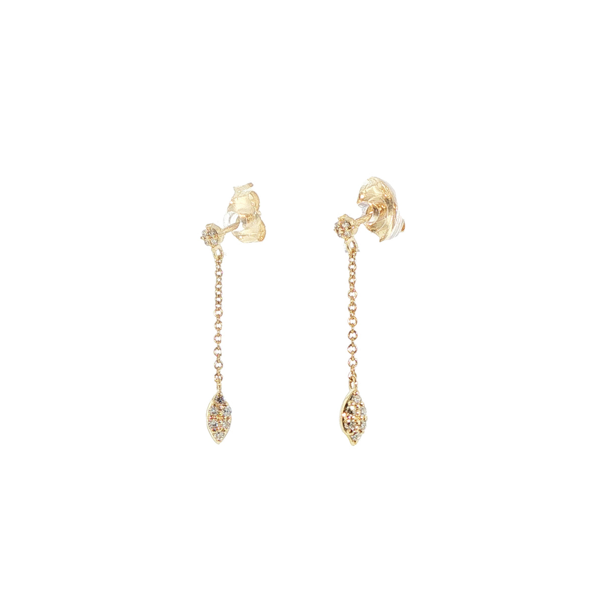 14K Yellow Gold Diamond Dangle Drop Earrings