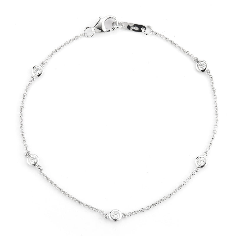 14K White Gold 5 Station Diamond by the Yard Bracelet