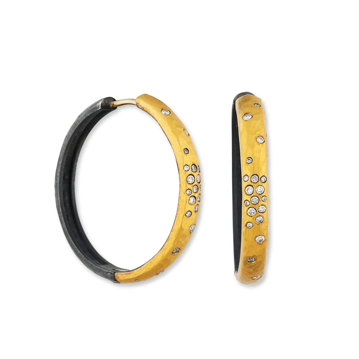 Lika Behar 24K Gold Fusion & Oxidized Silver Reversible Diamond Hoop Earrings