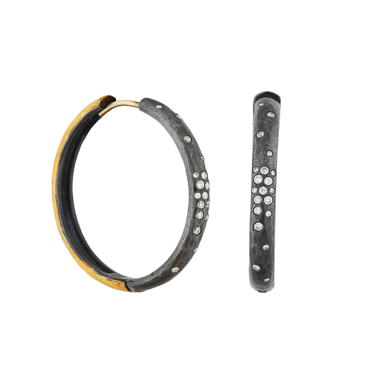 Lika Behar 24K Gold Fusion & Oxidized Silver Reversible Diamond Hoop Earrings