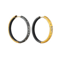 Lika Behar 24K Gold Fusion & Oxidized Silver Reversible Diamond Hoop Earrings