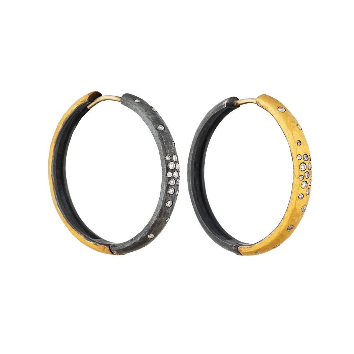 Lika Behar 24K Gold Fusion & Oxidized Silver Reversible Diamond Hoop Earrings