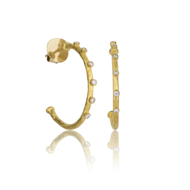 Lika Behar 24K Yellow Diamonds Small Hoop Earrings - NAGI