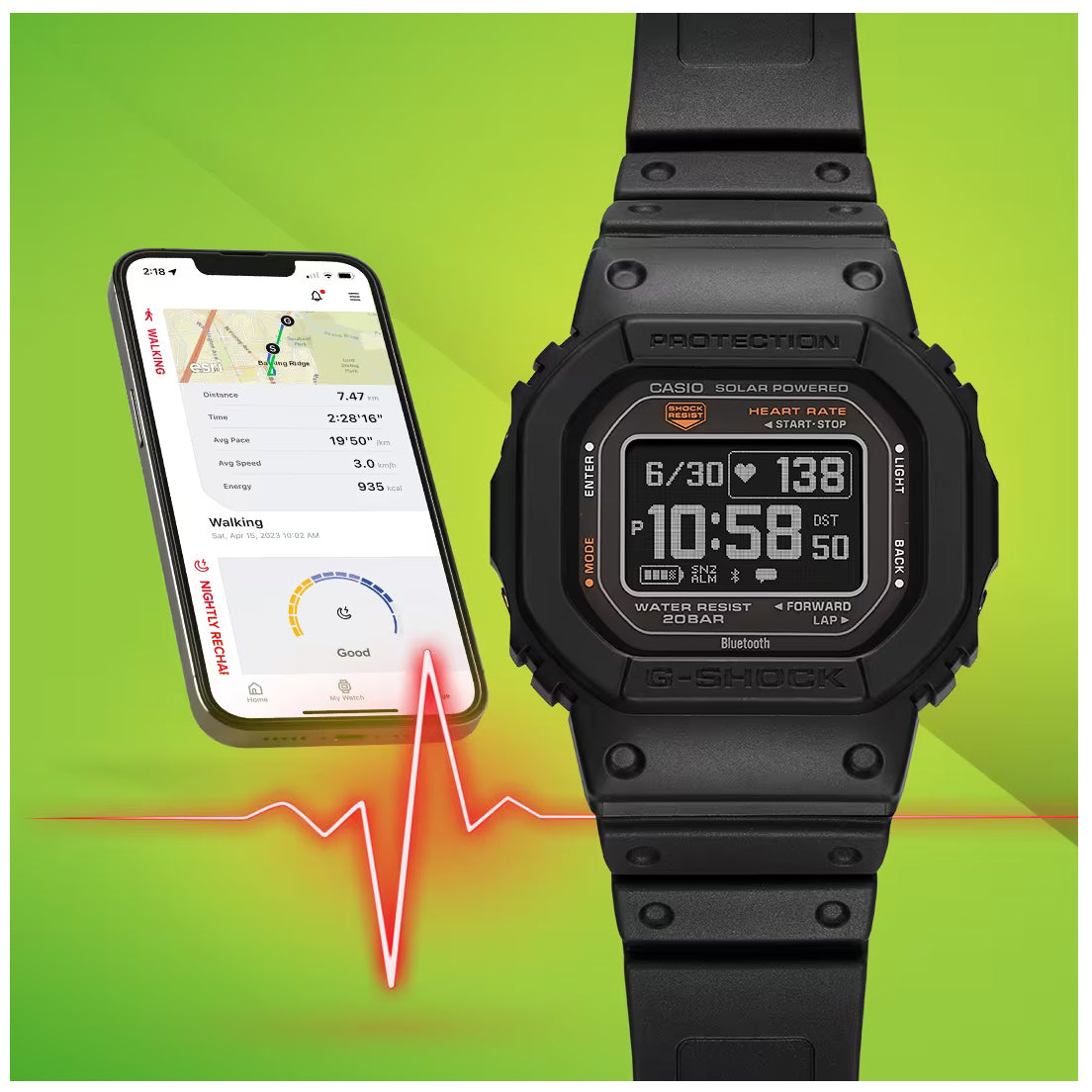 CASIO G-SHOCK DWH5600-1 Black Move Heart Rate Monitor Solar Activity W –  NAGI