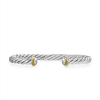 DY Gents Cable Cuff Bracelet in Sterling Silver with 14K Yellow Gold, 6mm img1