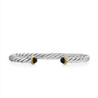 DY Gents Cable Cuff Bracelet in Sterling Silver with 14K Yellow Gold and Black Onyx, 6mm img1