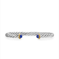 DY Gents Cable Cuff Bracelet in Sterling Silver with 14K Yellow Gold and Lapis, 6mm img1