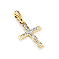 DY Gents Cross Pendant in 18K Yellow Gold with Diamonds, 24mm Image 3