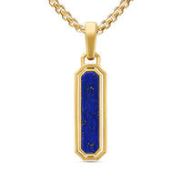 DY Gents Streamline® Inlay Amulet in 18K Yellow Gold with Black Onyx and Lapis, 30.7mm