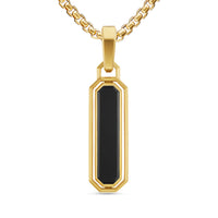 DY Gents Streamline® Inlay Amulet in 18K Yellow Gold with Black Onyx and Lapis, 30.7mm Image 1