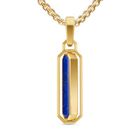 DY Gents Streamline® Inlay Amulet in 18K Yellow Gold with Black Onyx and Lapis, 30.7mm Image 2