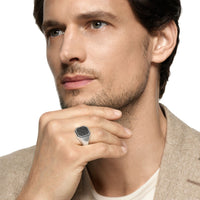 DY Gents Streamline Signet Ring in Sterling Silver with Black Diamonds Image 5