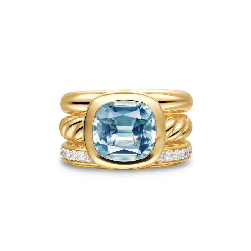 DY Mercer® 3-Row Stone Ring in 18K Yellow Gold with Sky Blue Topaz and Diamonds Image 2