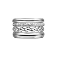 DY Mercer® Four Row Ring in Sterling Silver with Diamonds, 13.8mm Image 2