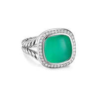 David Yurman Albion® Oval Ring in Sterling Silver with Lagoon Orchid and Diamonds, 11.5mm